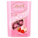 Lindt Lindor Pralinky z bielej čokolády s kúskami jahôd 200 g