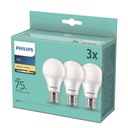 Philips E27 LED žiarovky 10W (75W) 1055 lúmenov 2700K teplá biela 3 kusy