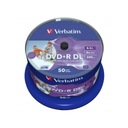 VERBATIM DVD+R 50pack, DL, 8x, 8,5 GB, tlačiteľné