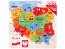 Drevené PUZZLE MAPA POĽSKA Administratívne puzzle Poľsko 16 prvkov