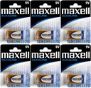 Maxell 9V 6LR61 alkalická batéria 1ks x6