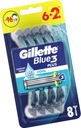 Jednorazový holiaci strojček GILLETTE Blue3 PLUS Cool 6+2 kusy