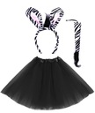 OUTFIT ZEBRA SET ZAHRNUTIE + ČIERNA TYLOVÁ SUKŇA 40cm KROJ