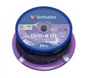 VERBATIM DVD+R 8,5GB X8 25PCS