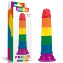 DILDO S PRÍSAVKOU ANÁLNA VAGINÁLNA RAINBOW XXL