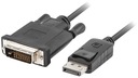 Lanberg DISPLAYPORT DVI DualLink káblový adaptér 1m