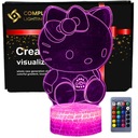 3D LED nočná lampa USB + diaľkové ovládanie Hello Kitty