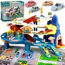 SET Train Race Track Parkovisko Dinosaur 4 autá elektrický výťah tunel