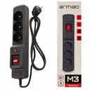 ARMAC MULTI M3 POWER STRIP 3M 3X 230V PL ČIERNA