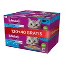 WHISKAS mokré krmivo pre mačky, rybie príchute, vrecúška 40x85 g 3+1 ZADARMO