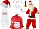 SANTA CLAUS OUTFIT TAŠKA NA fúzy + iná SET 10 kusov VELÚR NA LETO* RÝCHLO