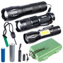 3X taktická baterka SET CREE XM-L T6 Q5 COB