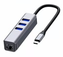 Adaptér HUB Sieťová karta USB-C Ethernet Gigabit RJ45 LAN OTG 3x USB 3.0