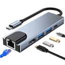 Hub USB C 3.0 TF HDMI 4K PD LAN 6v1 adaptér RJ45