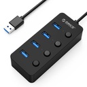 HUB 4X USB 3.1 ORICO USB-A S VYPÍNAČAMI - ČIERNA