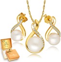 Zlato 925 set s perlami, set pre ženy, Diamond Drops Pearls