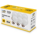 Sada 6x E27 LED žiarovka 6W 660lm Premium CCD NEBLIKAJÚCA GUĽA