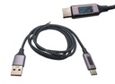 USB -> USB-C 1m opletený kábel s wattmetrom