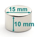 Neodymový magnet 15x10 mm, okrúhly, stredný, silný ENES!!! SET 15 kusov!