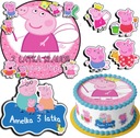 SÚPRAVA TORTOVÝCH TORT 30CM + 17 POZNAKOV - PEPPA PIG + MENO 24CM 26CM