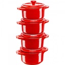 4x Mini Cocotte Round 10 cm, Red Gift Gift Staub