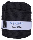 Točená bavlnená šnúra Macrame Ecological ECO Black 200m 3mm