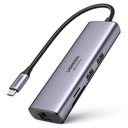 7v1 multifunkčný USB-C HUB - 2x USB HDMI 4K čítačka SD a TF kariet USB-C RJ