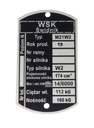 Typový štítok WSK 175 M21W2 W2 1977