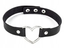 Zmyselný náhrdelník Choker Black Heart Leather Punk Rock Golier 19mm