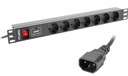 Lanberg rozvodná lišta pre RACK 1U 10A PDU 7x Schuko 2m čierna