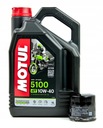 Motocyklový olej Motul 5100 4L 10W40 olejový filter