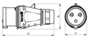 24H Prenosná zástrčka 32A 3P 2P+Z IP-44