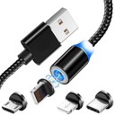 MAGNETICKÝ KÁBEL USB 3V1 Opletený 100CM ČIERNY