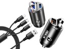 Výkonná nabíjačka do auta USB + Type-C + kábel 3 v 1