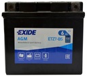 EXIDE ETZ7-BS / YTZ7-BS / YTZ7S-BS 12V 6Ah 100A P+