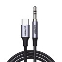 Stereo audio kábel AUX 3,5 mm mini jack - USB-C pre telefón tablet 1m čierny