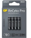 4x NiMH batéria R03 GP ReCyko Pro Black AAA 800mAh GP batérie