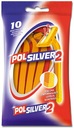 Jednorazový holiaci strojček POLSILVER, 2 čepieľky, 10 kusov vo vrecúšku