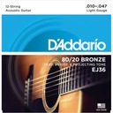 D'Addario EJ36 /10-47/ pre 12-strunovú gitaru