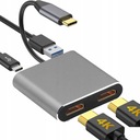 ADAPTÉROVÝ HUB USB C - 2xHDMI + USB 3.0 + PD SPLITTER 4v1