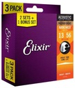 ELIXIR 16546 SET FOSFOR 3X13-56 3-PAL NW STRUNY AKUSTICKEJ gitary 16102