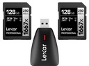 2x LEXAR SDXC karta 128GB 1667x 250MB + čítačka