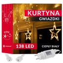 ZÁCLONY HVIEZDY MESAČNÉ LAMPY 138LED ZÁVISNÉ TEPLÉ BIELE