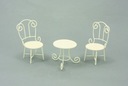 MINI ZÁHRADKA - Stôl so stoličkami, biela - výška 10 cm