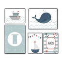 SET Sada 5 plagátov Detské iniciály Nautical