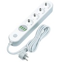 Napájacia lišta 4 zásuvky + 4 USB Predlžovací kábel 1,8 m