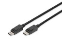 Kábel DIGITUS DisplayPort so západkami 8K 30Hz UHD Typ DP/DP M/M čierny 3m