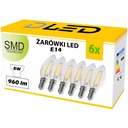 6x E14 LED FILAMENT 8W SVIEČKA TEPLÁ