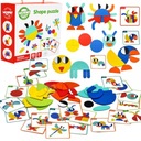 ZELENÉ Drevené montessori puzzle 40 vzorov na vytvorenie 55 ks. Certifikát