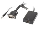 Lanberg adaptérový kábel VGA (M) + Audio -> HDMI (F), čierny